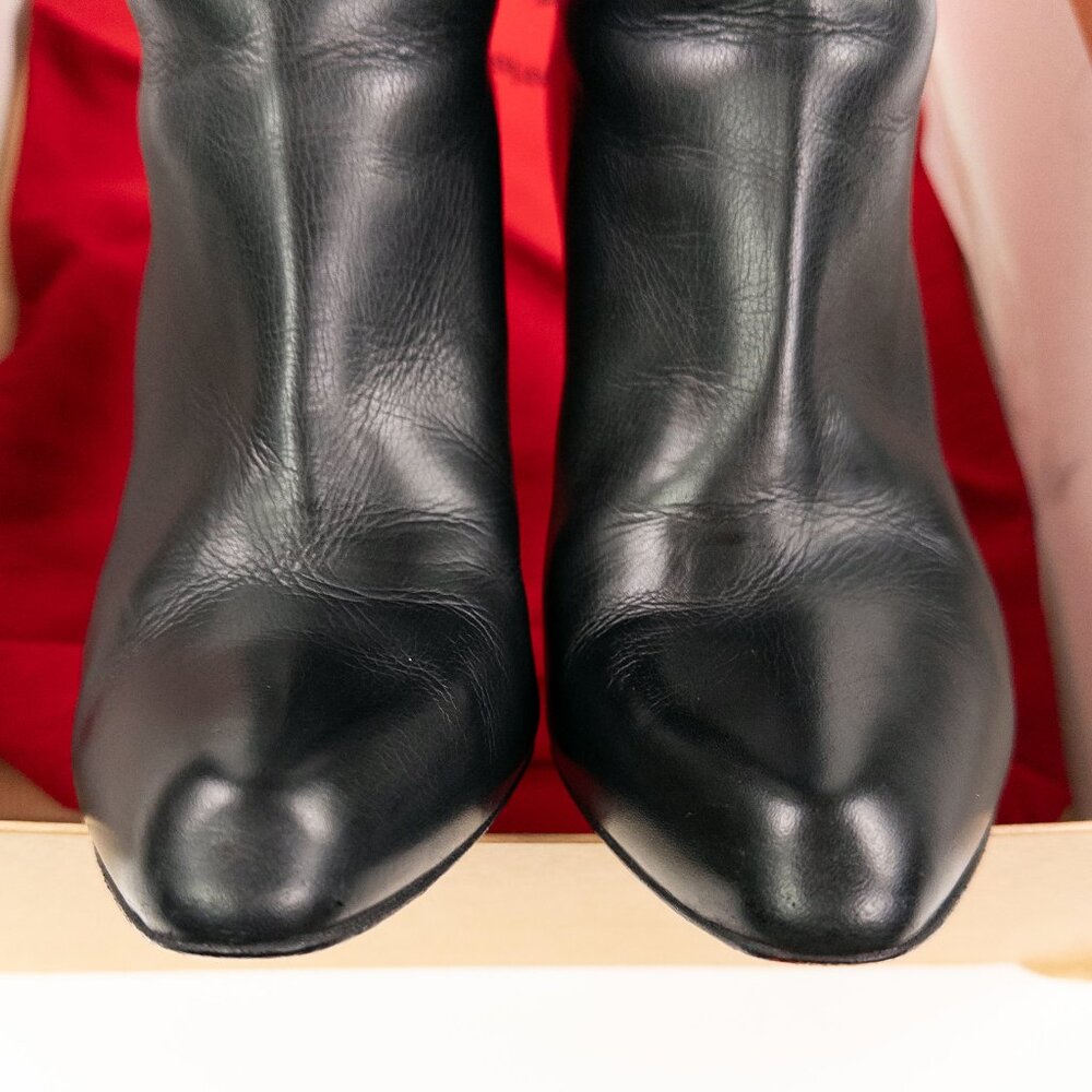 Christian Louboutin Black Leather Bourge 100 Knee-High Boots - Picture 5 of 14